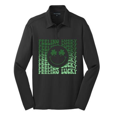 Feeling Lucky Retro St Patricks Silk Touch Performance Long Sleeve Polo