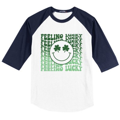 Feeling Lucky Retro St Patricks Baseball Sleeve Shirt