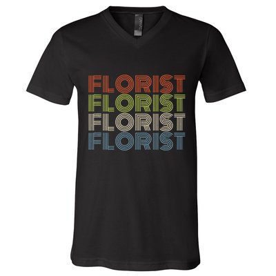 Flower Lover Retro Vintage Cool Florist V-Neck T-Shirt