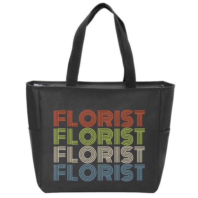 Flower Lover Retro Vintage Cool Florist Zip Tote Bag
