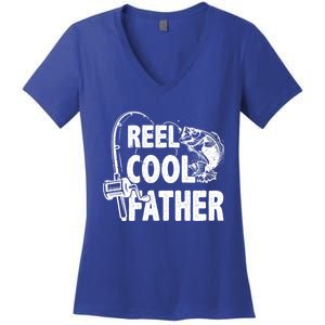 Family Lover Reel Cool Father Fishing Fisher Fisher Gift Women's V-Neck T-Shirt