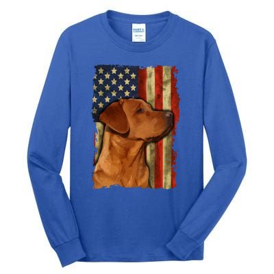 Foxred Labrador Retriever Us Flag Fox Red Labrador Dog Lover Gift Tall Long Sleeve T-Shirt