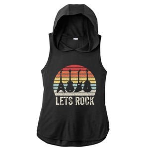 Funny Lets Rock Rock n Roll Guitar Retro Ladies PosiCharge Tri-Blend Wicking Draft Hoodie Tank