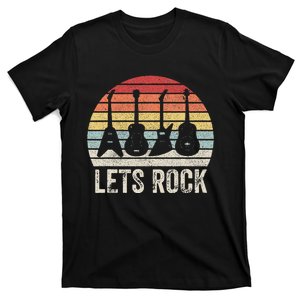 Funny Lets Rock Rock n Roll Guitar Retro T-Shirt