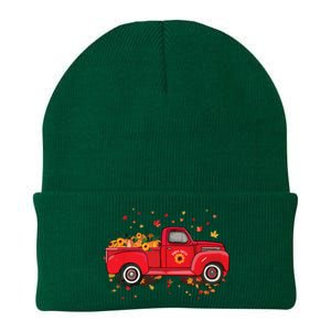 Fall Leaves Red Truck Pumpkins Sunflower Autumn Thanksgiving Knit Cap Winter Beanie