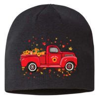 Fall Leaves Red Truck Pumpkins Sunflower Autumn Thanksgiving Sustainable Beanie