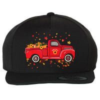 Fall Leaves Red Truck Pumpkins Sunflower Autumn Thanksgiving Wool Snapback Cap