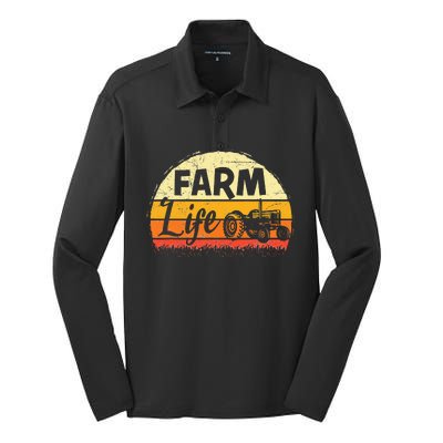 Farm Life Rancher Barnyard Harvest Farming Barn Cattle Silk Touch Performance Long Sleeve Polo