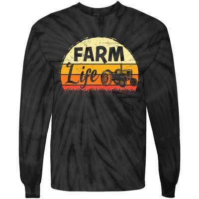 Farm Life Rancher Barnyard Harvest Farming Barn Cattle Tie-Dye Long Sleeve Shirt