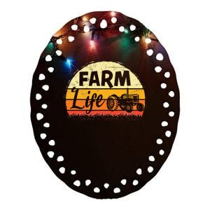 Farm Life Rancher Barnyard Harvest Farming Barn Cattle Ceramic Oval Ornament