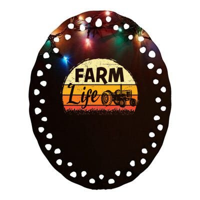 Farm Life Rancher Barnyard Harvest Farming Barn Cattle Ceramic Oval Ornament