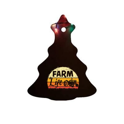 Farm Life Rancher Barnyard Harvest Farming Barn Cattle Ceramic Tree Ornament