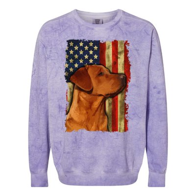 Foxred Labrador Retriever US Flag Fox Red Labrador Dog Lover Colorblast Crewneck Sweatshirt