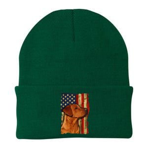 Foxred Labrador Retriever US Flag Fox Red Labrador Dog Lover Knit Cap Winter Beanie