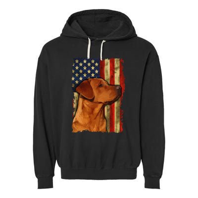 Foxred Labrador Retriever US Flag Fox Red Labrador Dog Lover Garment-Dyed Fleece Hoodie