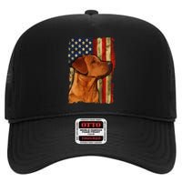 Foxred Labrador Retriever US Flag Fox Red Labrador Dog Lover High Crown Mesh Back Trucker Hat