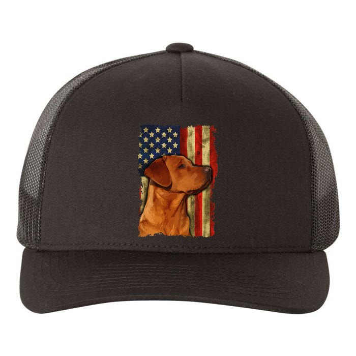 Foxred Labrador Retriever US Flag Fox Red Labrador Dog Lover Yupoong Adult 5-Panel Trucker Hat