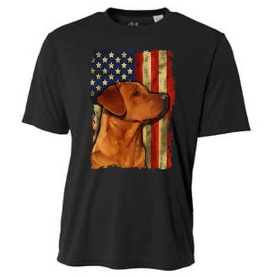 Foxred Labrador Retriever US Flag Fox Red Labrador Dog Lover Cooling Performance Crew T-Shirt