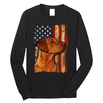 Foxred Labrador Retriever US Flag Fox Red Labrador Dog Lover Long Sleeve Shirt