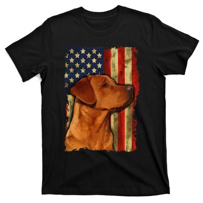 Foxred Labrador Retriever US Flag Fox Red Labrador Dog Lover T-Shirt