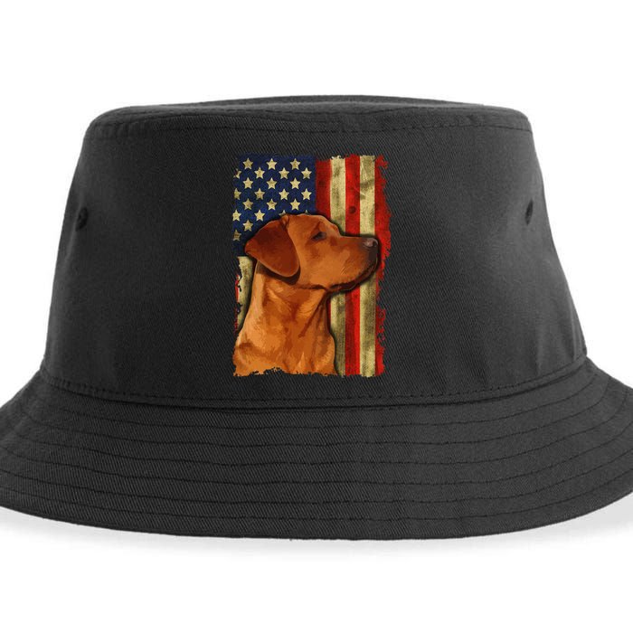 Foxred Labrador Retriever US Flag Fox Red Labrador Dog Lover Sustainable Bucket Hat