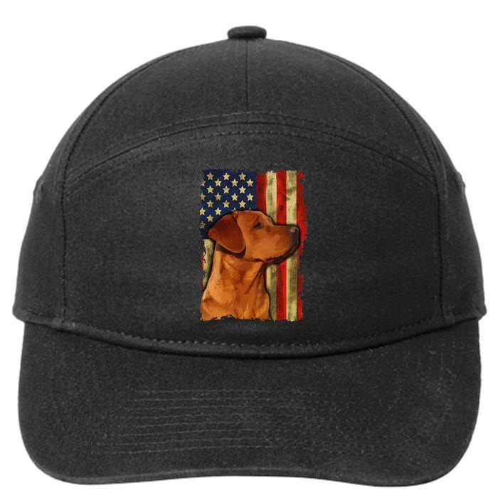 Foxred Labrador Retriever US Flag Fox Red Labrador Dog Lover 7-Panel Snapback Hat