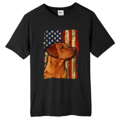 Foxred Labrador Retriever US Flag Fox Red Labrador Dog Lover Tall Fusion ChromaSoft Performance T-Shirt