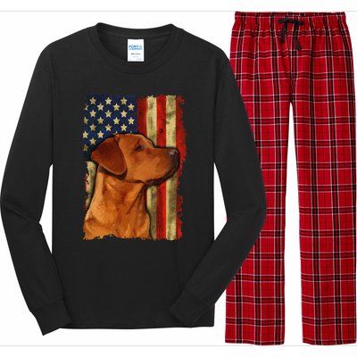 Foxred Labrador Retriever US Flag Fox Red Labrador Dog Lover Long Sleeve Pajama Set