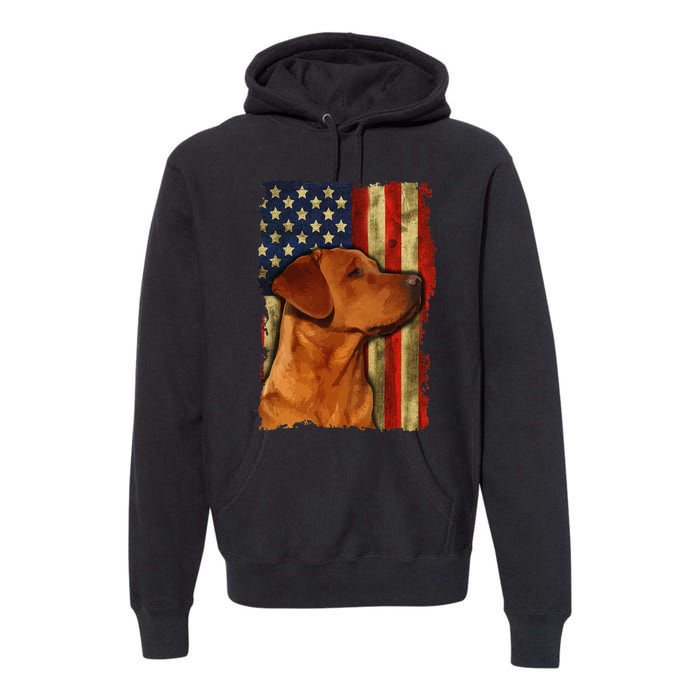 Foxred Labrador Retriever US Flag Fox Red Labrador Dog Lover Premium Hoodie