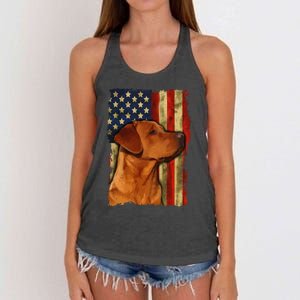 Foxred Labrador Retriever US Flag Fox Red Labrador Dog Lover Women's Knotted Racerback Tank