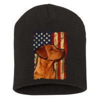 Foxred Labrador Retriever US Flag Fox Red Labrador Dog Lover Short Acrylic Beanie