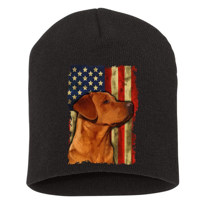 Foxred Labrador Retriever US Flag Fox Red Labrador Dog Lover Short Acrylic Beanie