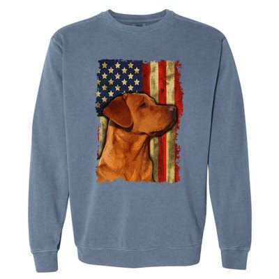 Foxred Labrador Retriever US Flag Fox Red Labrador Dog Lover Garment-Dyed Sweatshirt