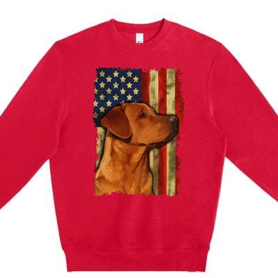 Foxred Labrador Retriever US Flag Fox Red Labrador Dog Lover Premium Crewneck Sweatshirt