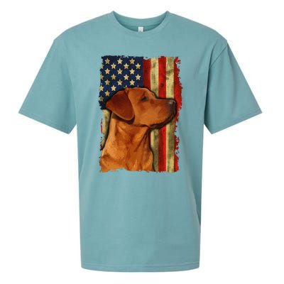 Foxred Labrador Retriever US Flag Fox Red Labrador Dog Lover Sueded Cloud Jersey T-Shirt