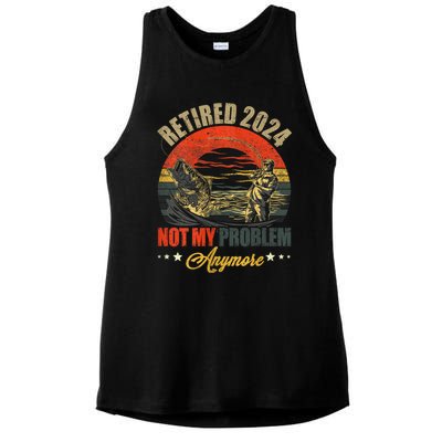 Fishing Lover Retired 2024 Not My Problem Anymore Ladies PosiCharge Tri-Blend Wicking Tank