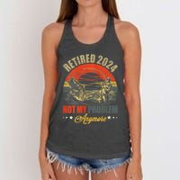 Fishing Lover Retired 2024 Not My Problem Anymore Women's Knotted Racerback Tank