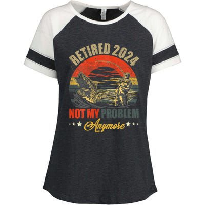 Fishing Lover Retired 2024 Not My Problem Anymore Enza Ladies Jersey Colorblock Tee