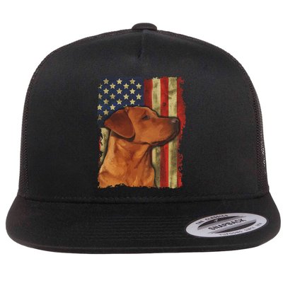 Foxred Labrador Retriever Us Flag Fox Red Labrador Dog Lover Flat Bill Trucker Hat