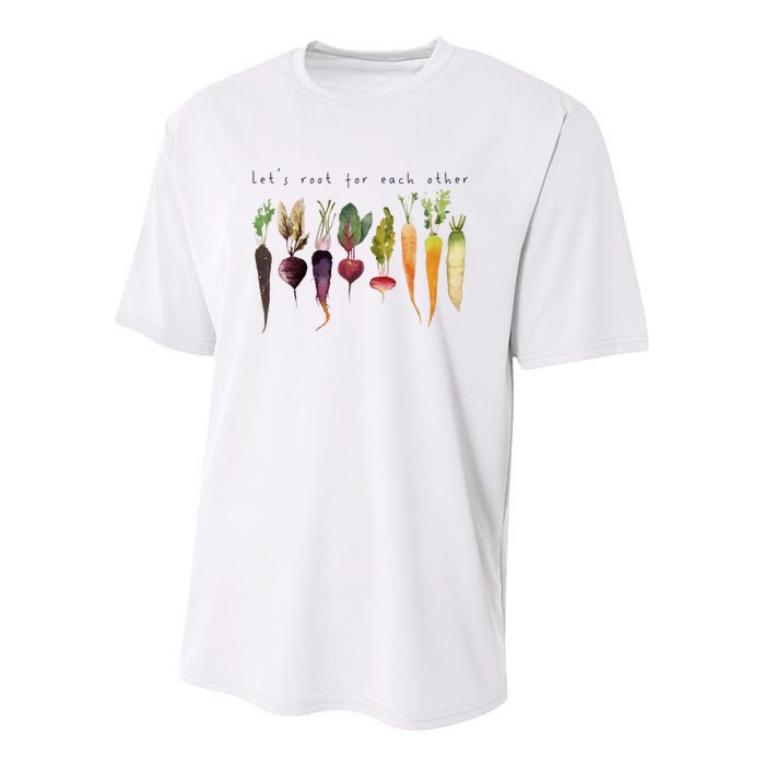 Funny Lets Root For Each Other Vegan Veggies Vegetable Youth Performance Sprint T-Shirt