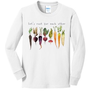 Funny Lets Root For Each Other Vegan Veggies Vegetable Kids Long Sleeve Shirt