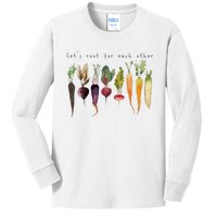 Funny Lets Root For Each Other Vegan Veggies Vegetable Kids Long Sleeve Shirt