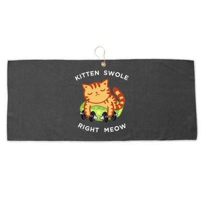 Funny Lifting Right Meow Cat Workout Gym Kitty Tee Large Microfiber Waffle Golf Towel