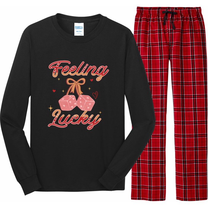 Feeling Lucky Retro Valentine's Day Gift Long Sleeve Pajama Set