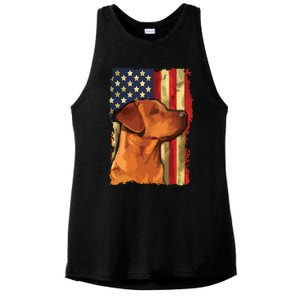 Foxred Labrador Retriever US Flag Fox Red Labrador Dog Lover Ladies PosiCharge Tri-Blend Wicking Tank