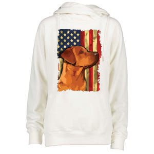 Foxred Labrador Retriever US Flag Fox Red Labrador Dog Lover Womens Funnel Neck Pullover Hood