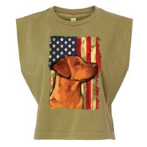 Foxred Labrador Retriever US Flag Fox Red Labrador Dog Lover Garment-Dyed Women's Muscle Tee