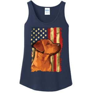 Foxred Labrador Retriever US Flag Fox Red Labrador Dog Lover Ladies Essential Tank