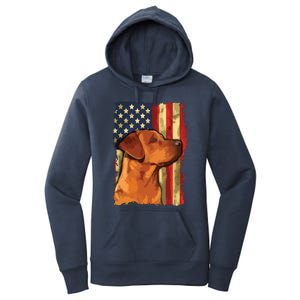 Foxred Labrador Retriever US Flag Fox Red Labrador Dog Lover Women's Pullover Hoodie