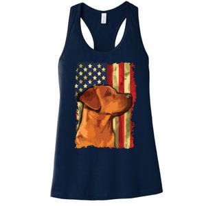 Foxred Labrador Retriever US Flag Fox Red Labrador Dog Lover Women's Racerback Tank